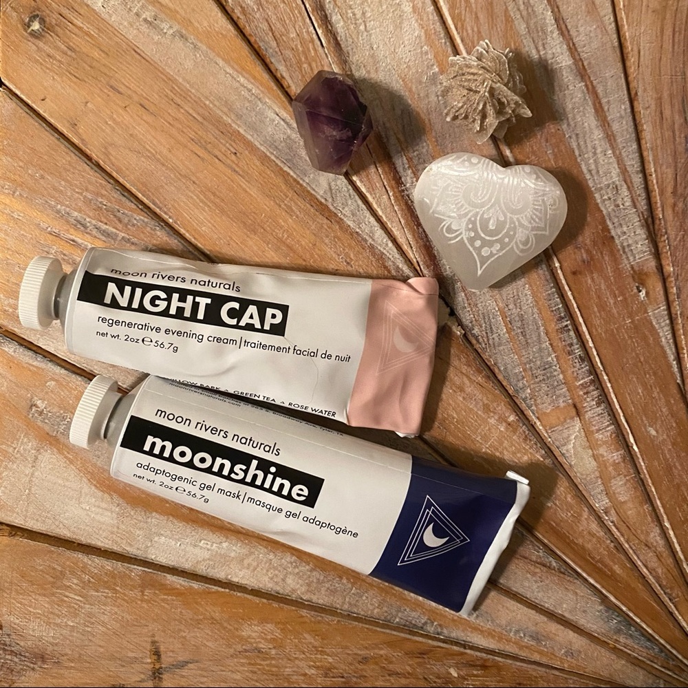 Moon Rivers Natural Herbal Skincare // Moonshine gel mask and night cap creme
